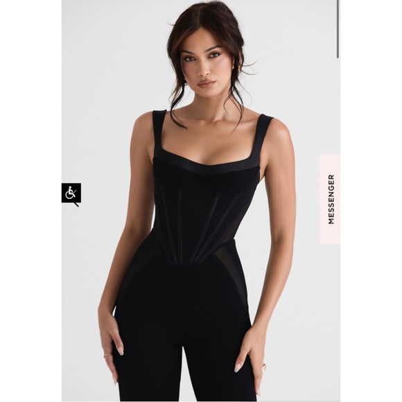 NWT HOUSE OF CB MYLENE BLACK CORSET JUMPSUIT sexy one piece Small S 4 mesh - Picture 13 of 16